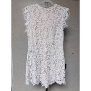 Lulus L Womens NWT White‎ Lace Raw Hem Sleeveless Lined Party Zipper Romper
